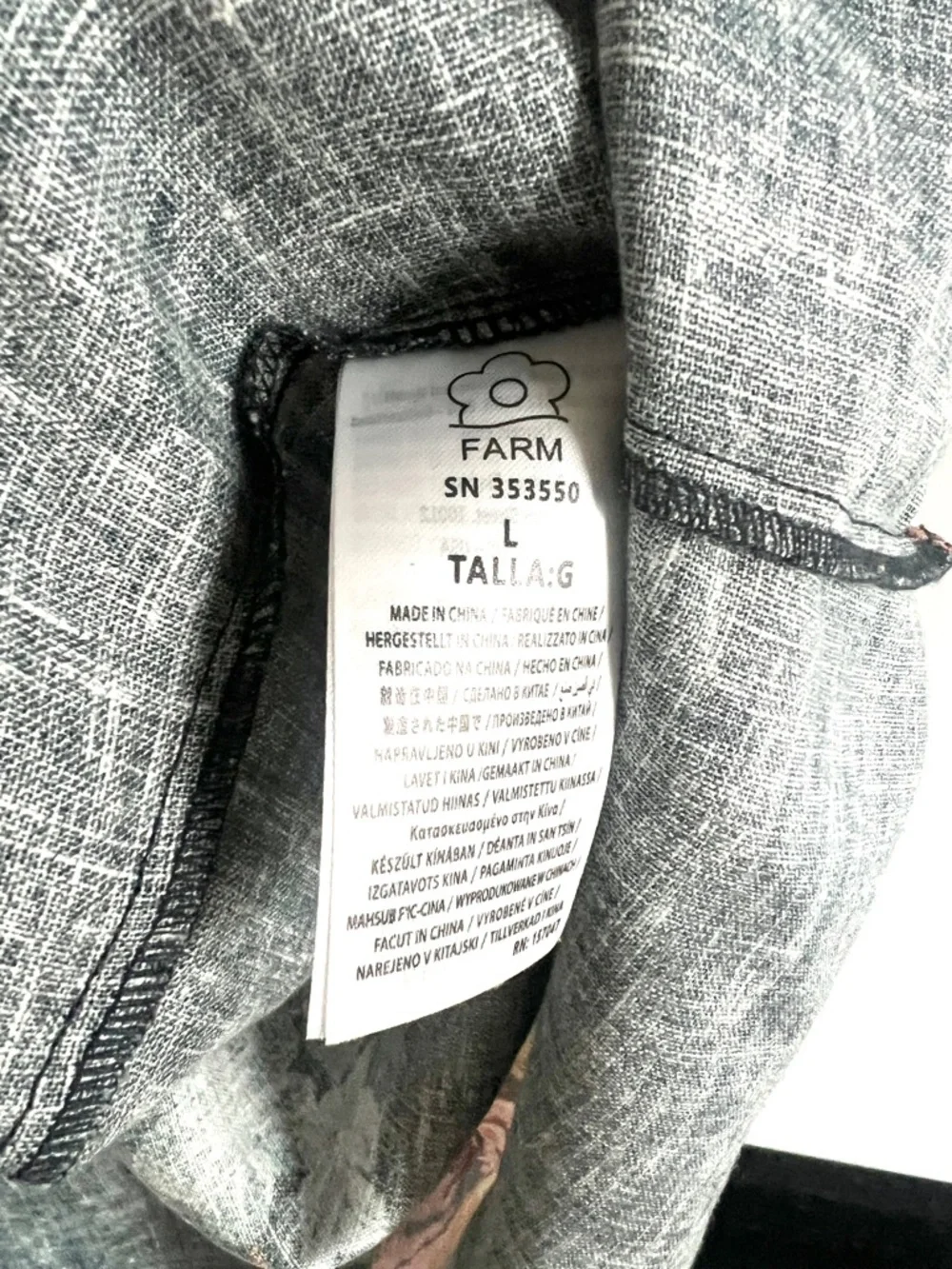 FARM Rio Maira Floral Dark Blue Linen Midi Dress Size Large NWT - Picture 10 of 16